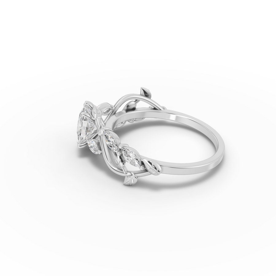 1.31 Ct Nature Inspired Cushion Diamond Vine Engagement Ring