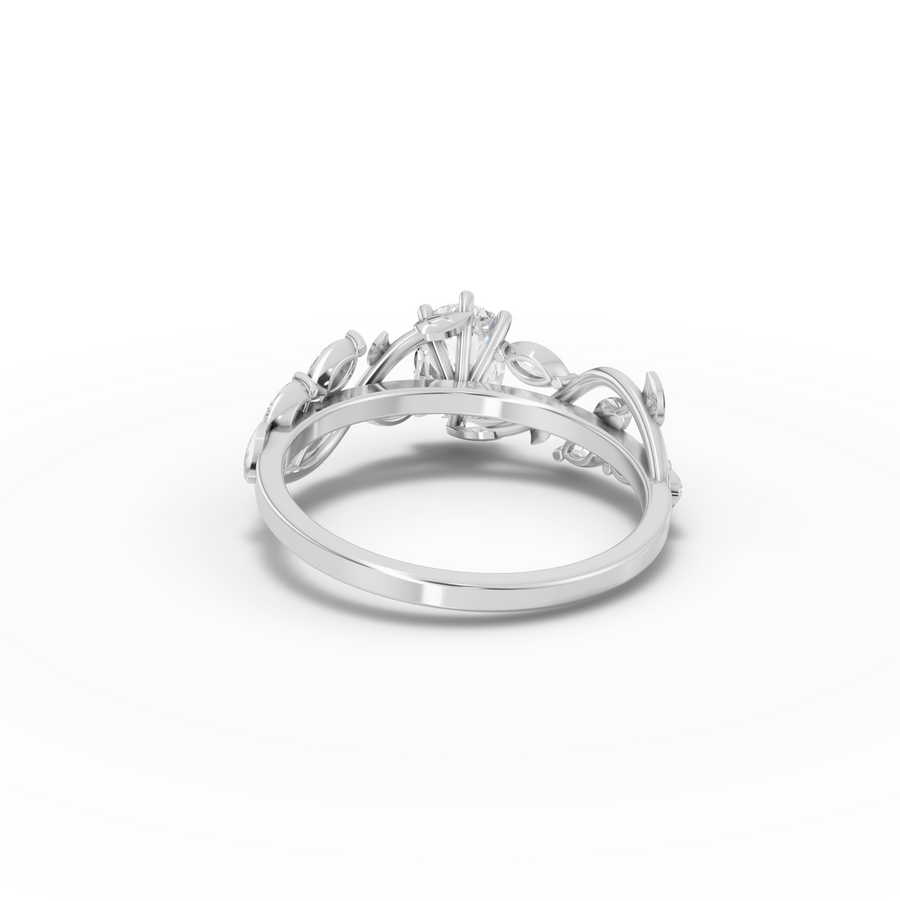 1.31 Ct Nature Inspired Cushion Diamond Vine Engagement Ring
