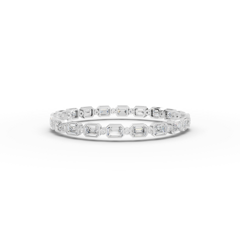 13.47 Ct Emerald Bezel Set Tennis Bracelet with Round Diamonds