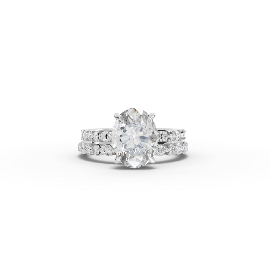 3.38 Ct Oval Solitaire with Matching Pavé Band Set