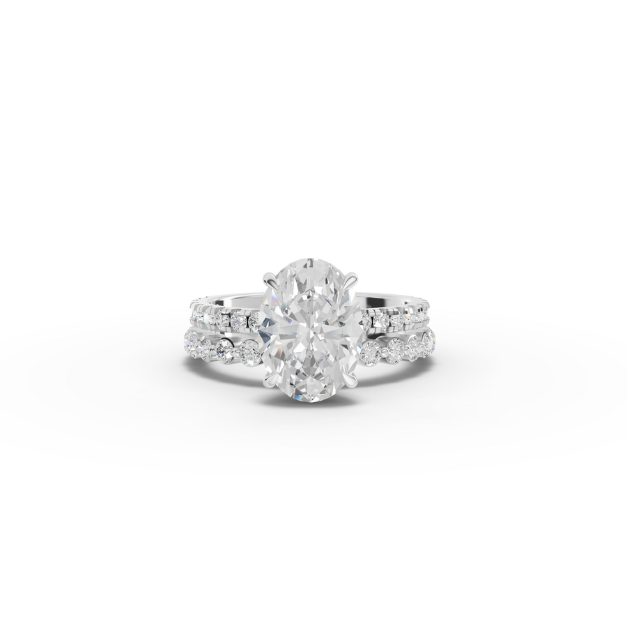 3.88 Ct Oval Solitaire with Matching Pavé Band Set