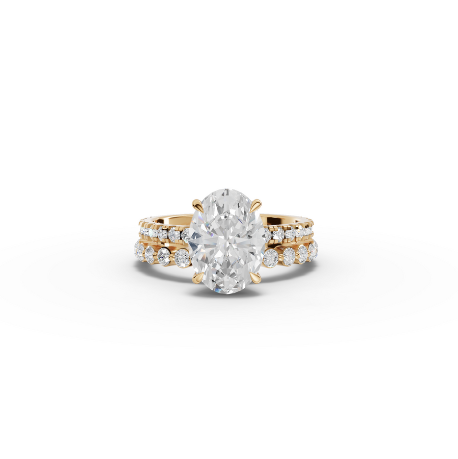 3.88 Ct Oval Solitaire with Matching Pavé Band Set