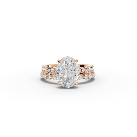 3.88 Ct Oval Solitaire with Matching Pavé Band Set