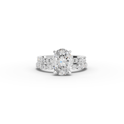 2.88 Ct Oval Solitaire with Matching Pavé Band Set