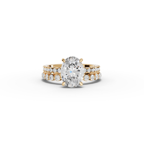 2.88 Ct Oval Solitaire with Matching Pavé Band Set