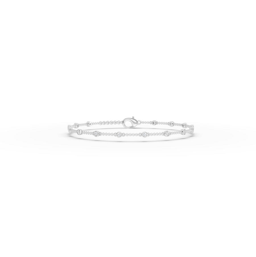 0.12 Ct Bezel Set Station Chain Bracelet