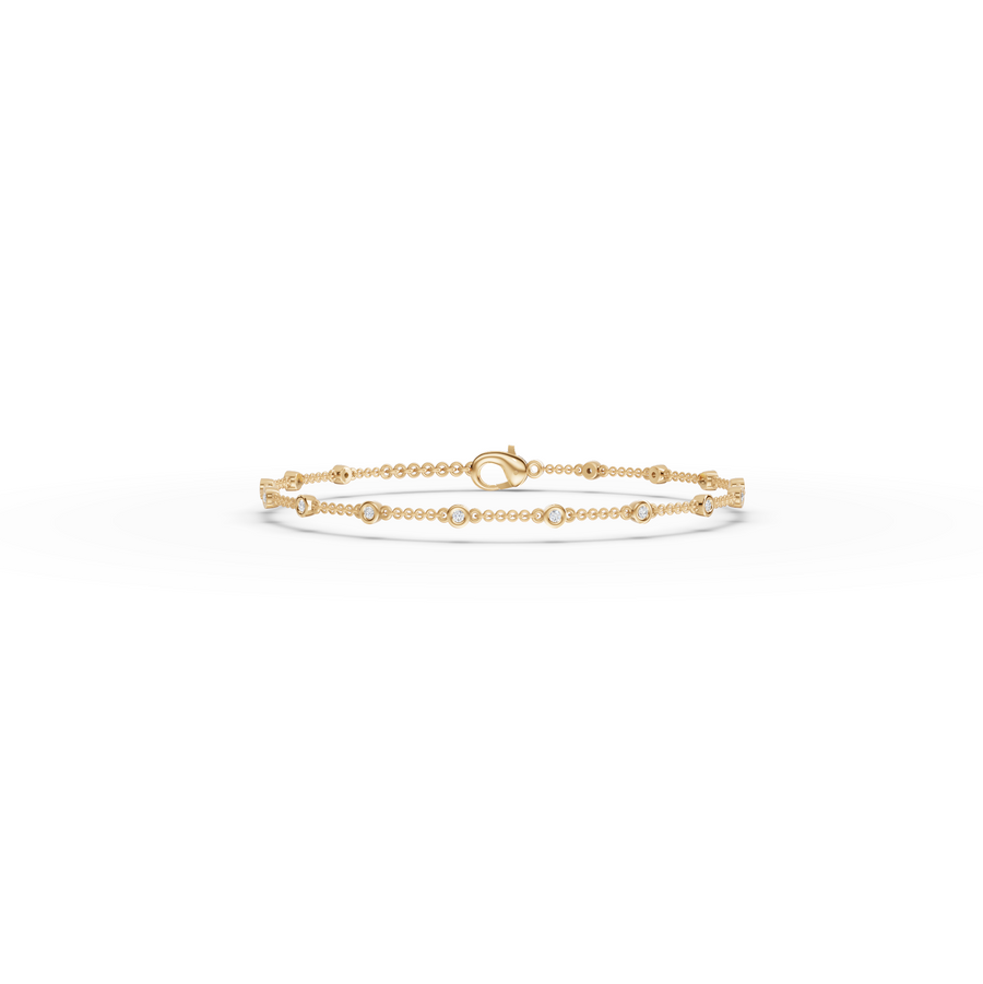 0.12 Ct Bezel Set Station Chain Bracelet