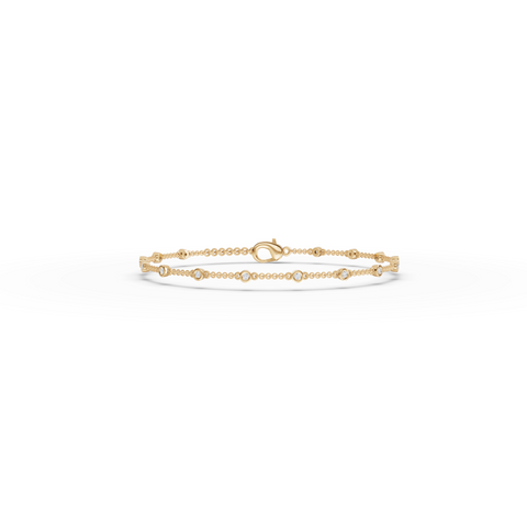 0.12 Ct Bezel Set Station Chain Bracelet