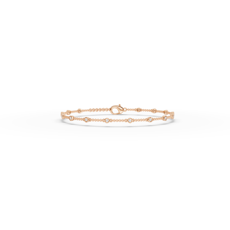 0.12 Ct Bezel Set Station Chain Bracelet