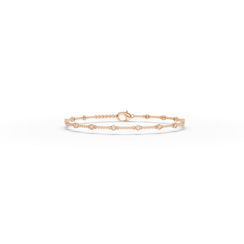 0.12 Ct Bezel Set Station Chain Bracelet