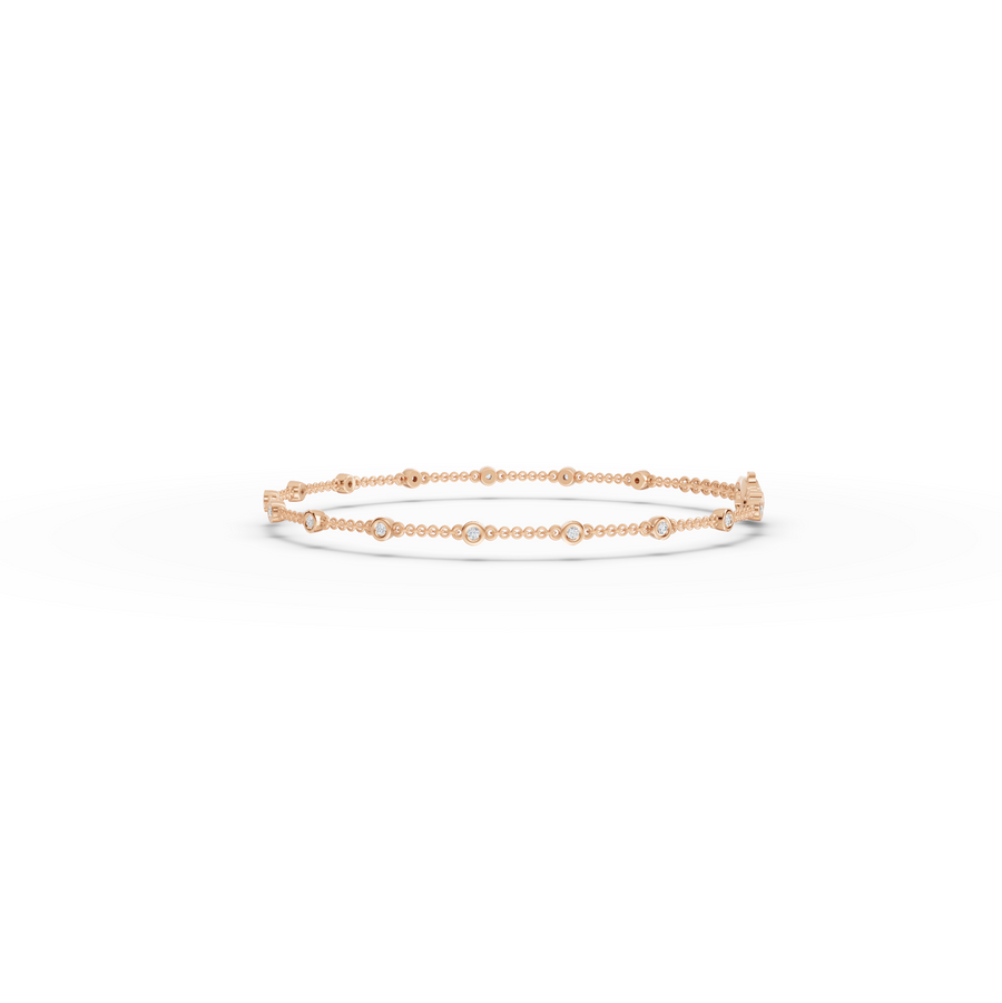 0.12 Ct Bezel Set Station Chain Bracelet