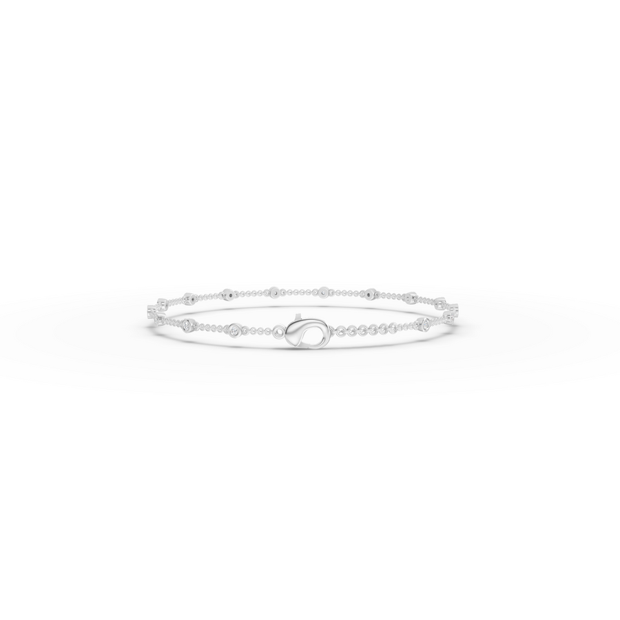 0.12 Ct Bezel Set Station Chain Bracelet