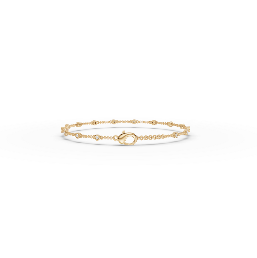 0.12 Ct Bezel Set Station Chain Bracelet