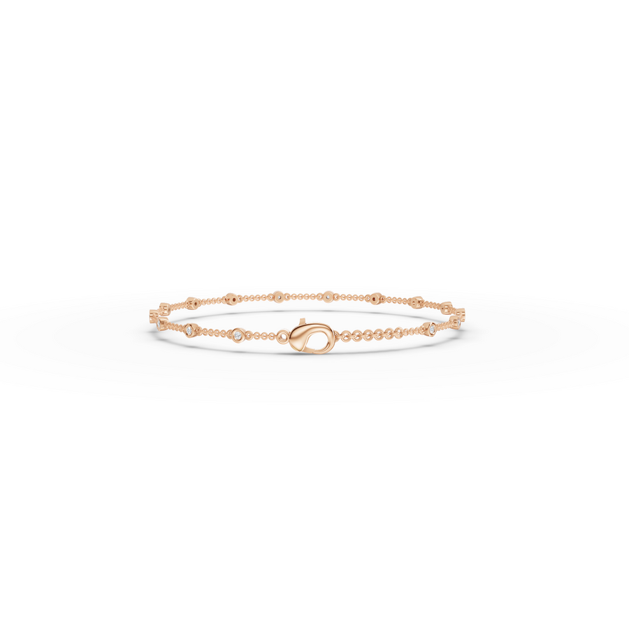 0.12 Ct Bezel Set Station Chain Bracelet