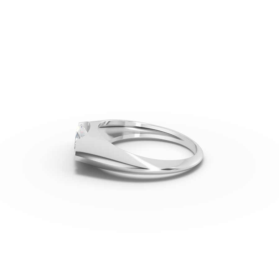 1.00 Ct Marquise Flush Bezel Solitaire Signet Ring