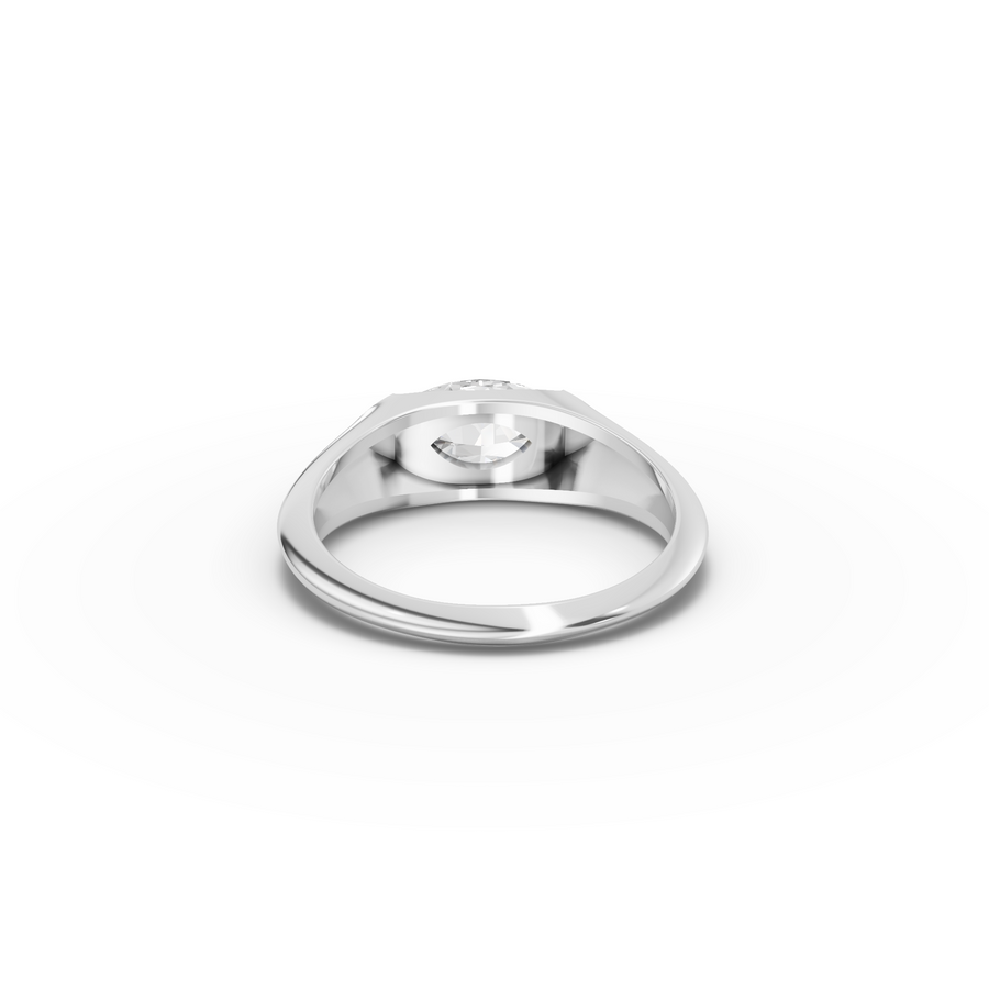 1.00 Ct Marquise Flush Bezel Solitaire Signet Ring
