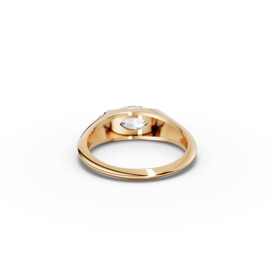 1.00 Ct Marquise Flush Bezel Solitaire Signet Ring