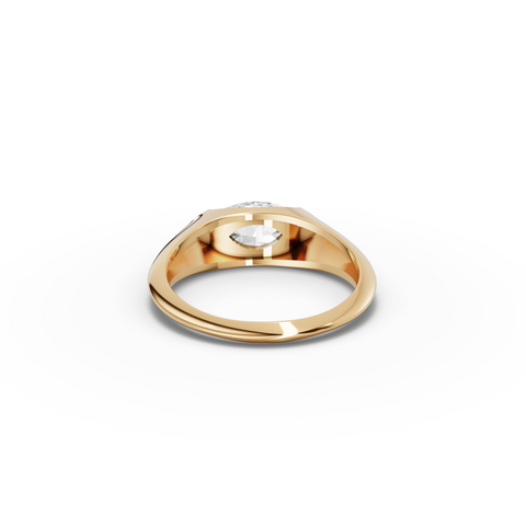 1.00 Ct Marquise Flush Bezel Solitaire Signet Ring