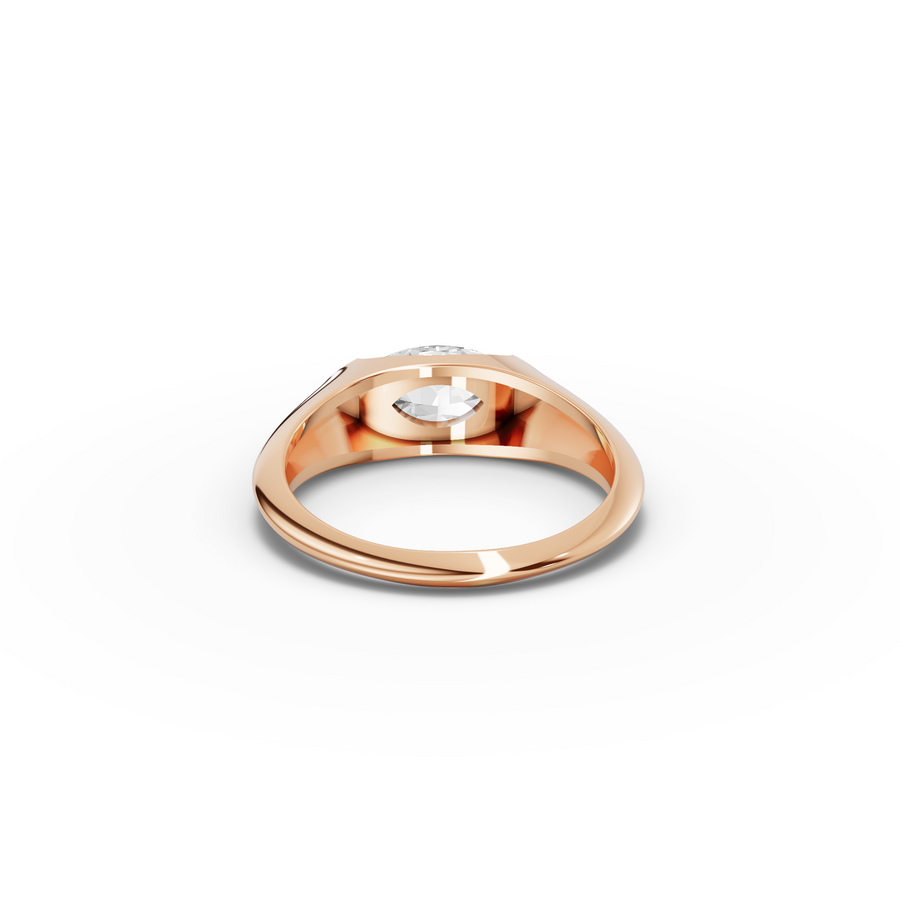 1.00 Ct Marquise Flush Bezel Solitaire Signet Ring