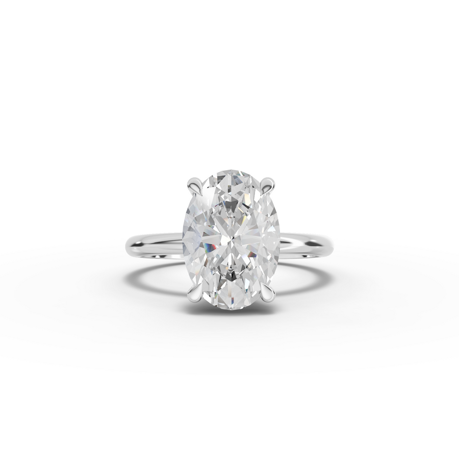 3.1 Ct Oval Hidden Halo Solitaire Engagement Ring