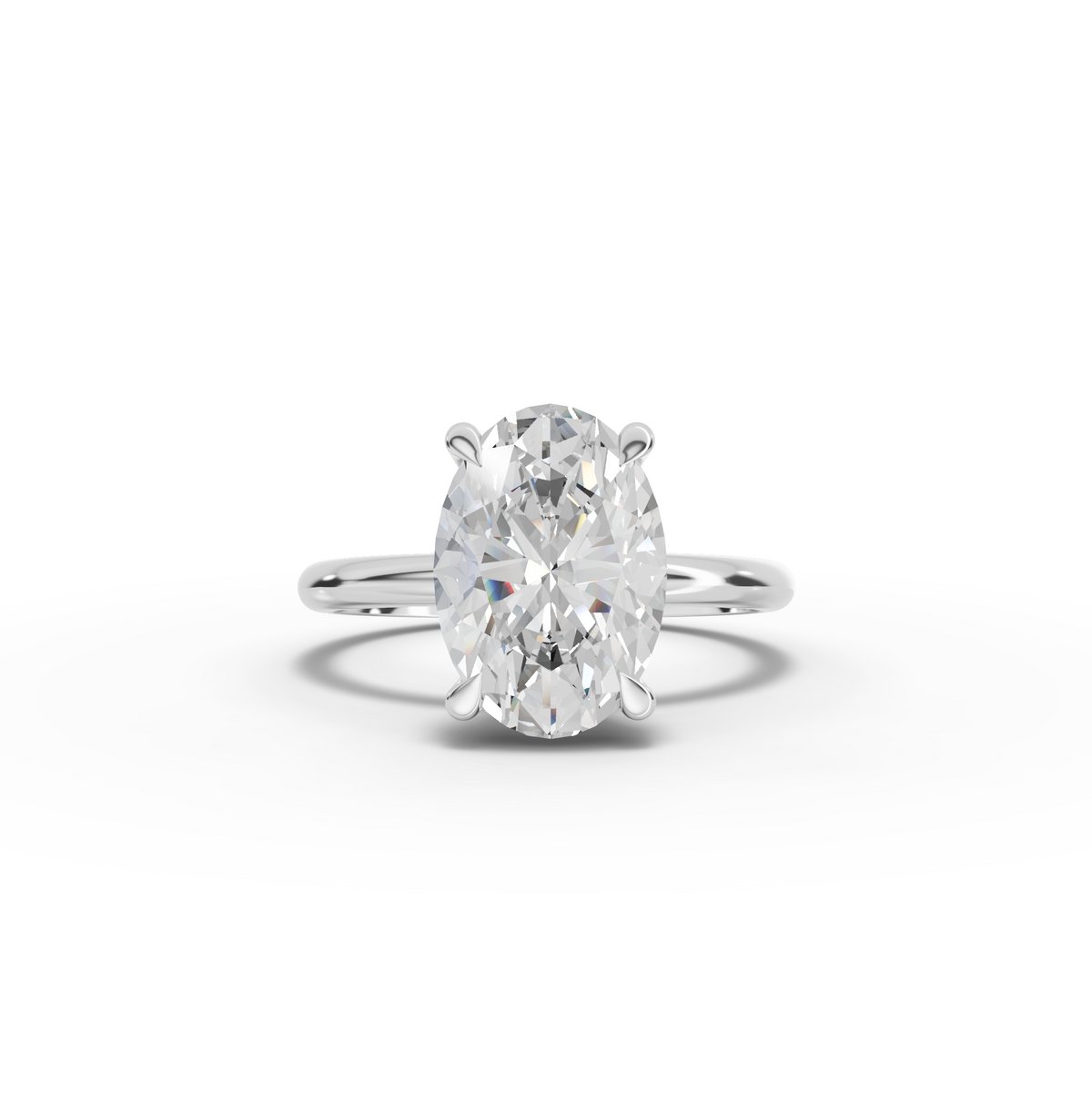 3.1 Ct Oval Hidden Halo Solitaire Engagement Ring