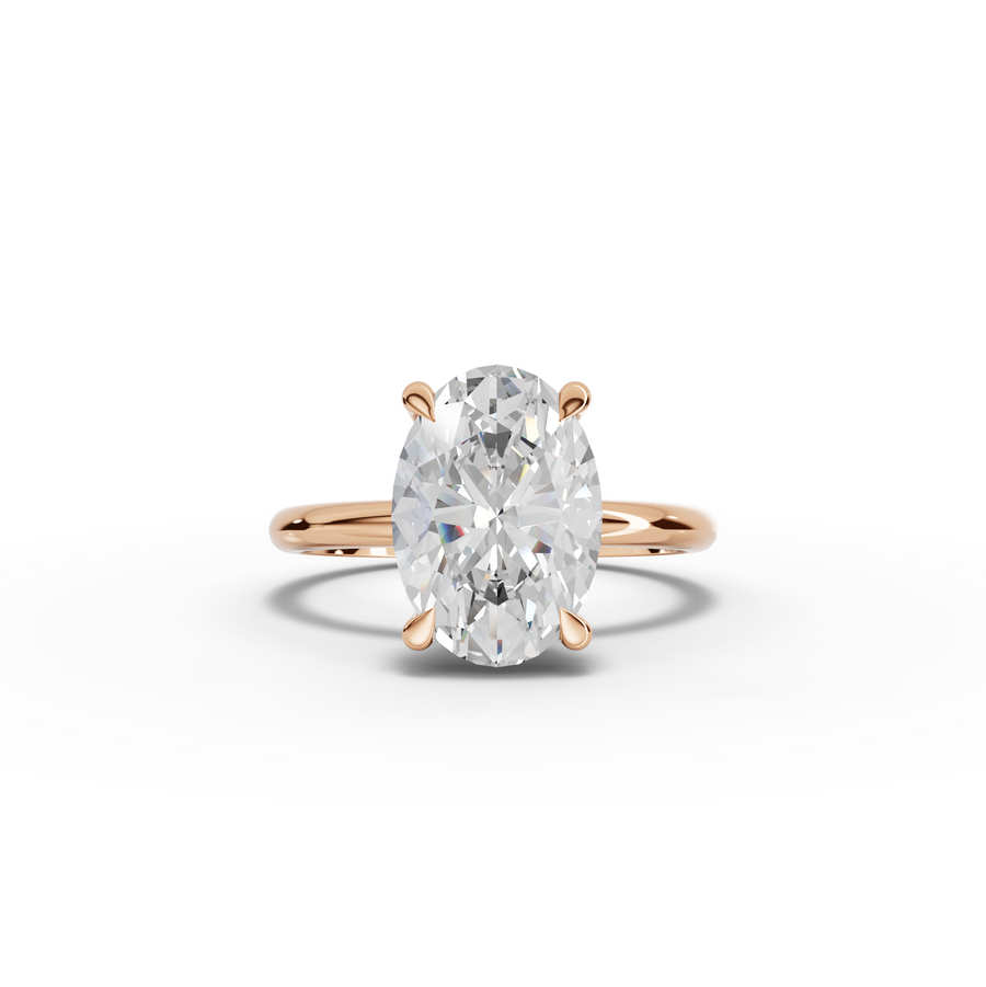3.1 Ct Oval Hidden Halo Solitaire Engagement Ring