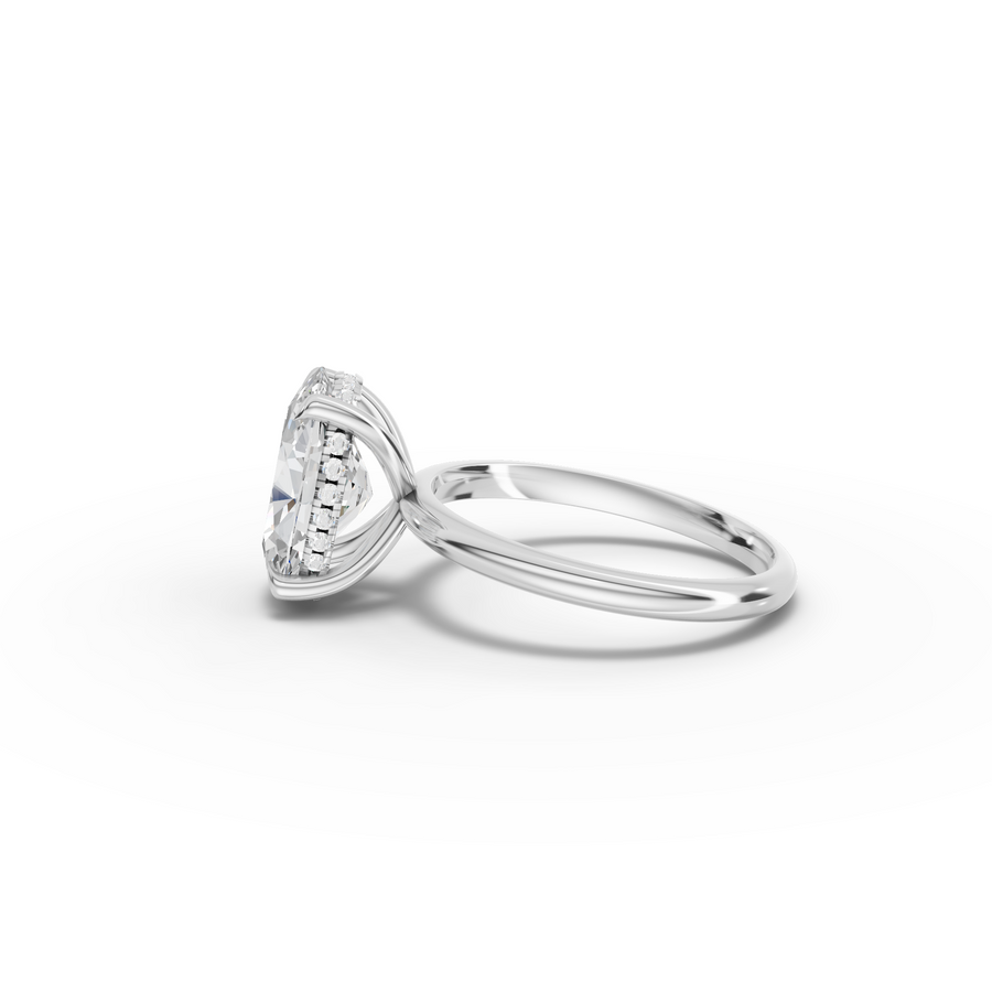 3.1 Ct Oval Hidden Halo Solitaire Engagement Ring