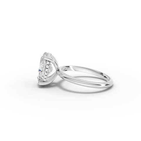 3.1 Ct Oval Hidden Halo Solitaire Engagement Ring