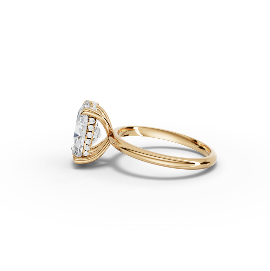 3.1 Ct Oval Hidden Halo Solitaire Engagement Ring