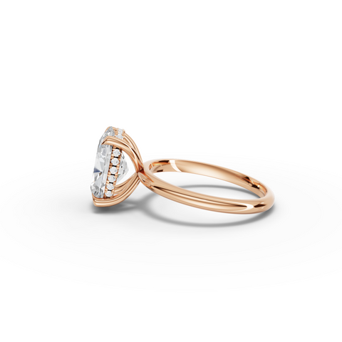 3.1 Ct Oval Hidden Halo Solitaire Engagement Ring