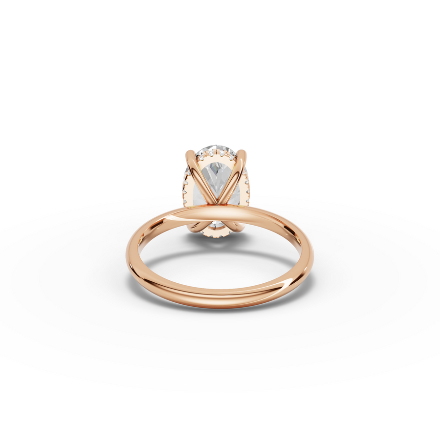 3.1 Ct Oval Hidden Halo Solitaire Engagement Ring