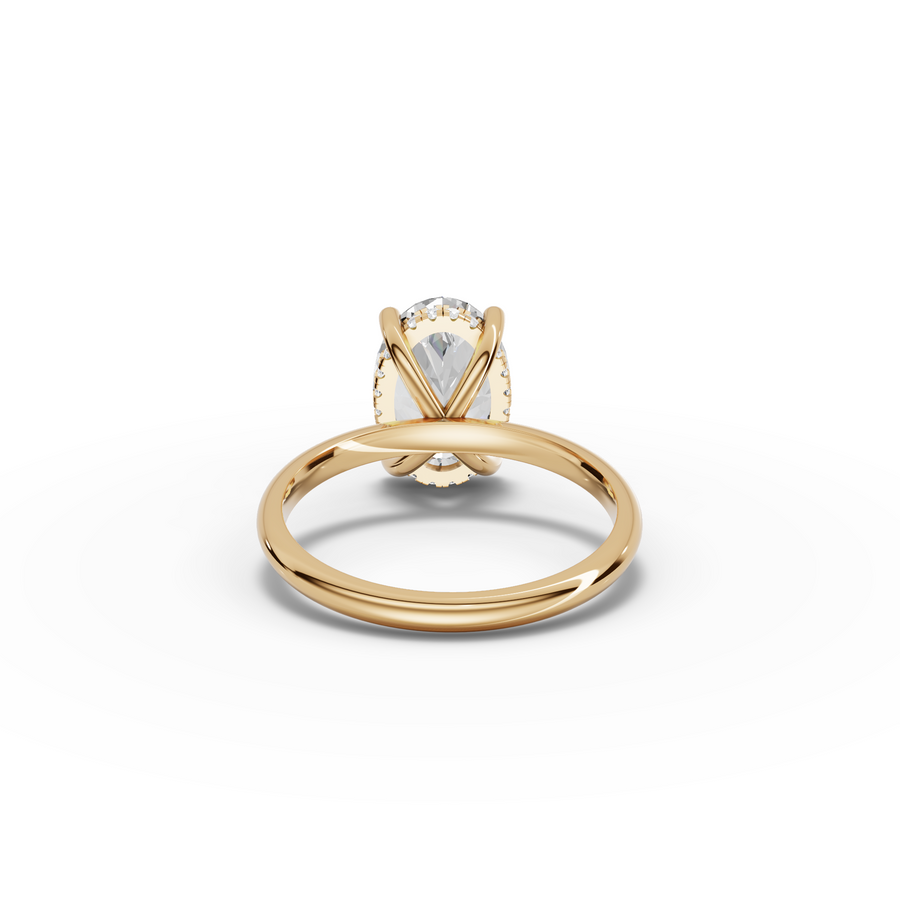 3.1 Ct Oval Hidden Halo Solitaire Engagement Ring