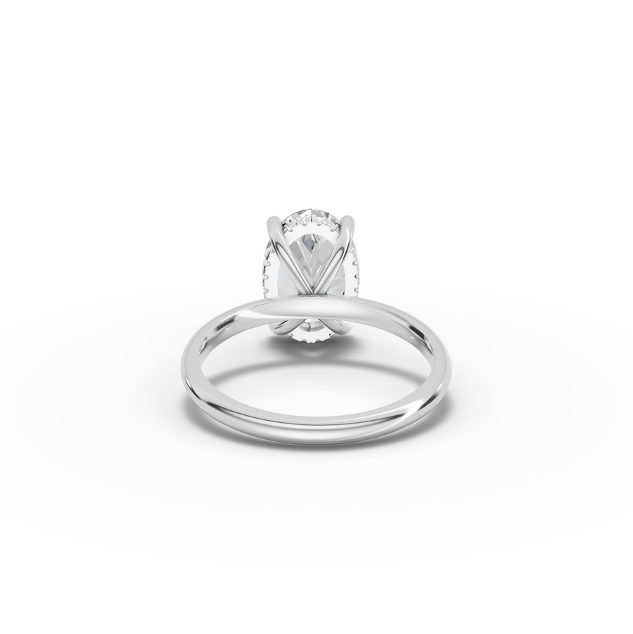 3.1 Ct Oval Hidden Halo Solitaire Engagement Ring