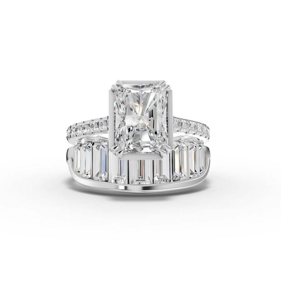 3.84 Ct Radiant Solitaire Bridal Ring Set