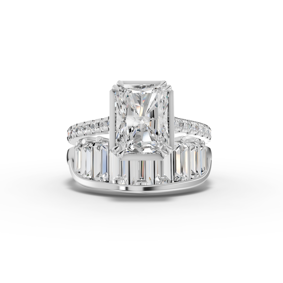 3.84 Ct Radiant Solitaire Bridal Ring Set