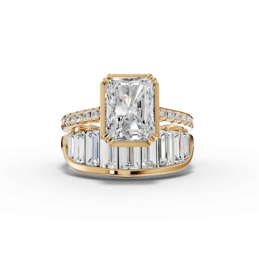 3.84 Ct Radiant Solitaire Bridal Ring Set