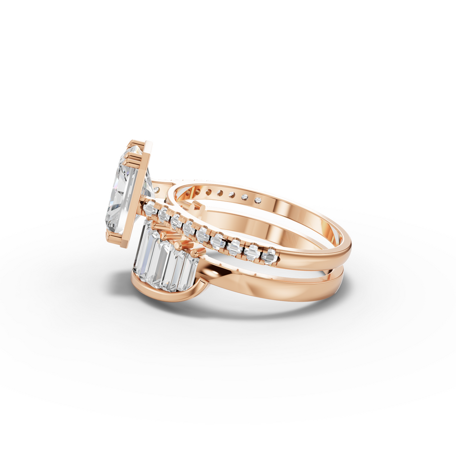 3.84 Ct Radiant Solitaire Bridal Ring Set