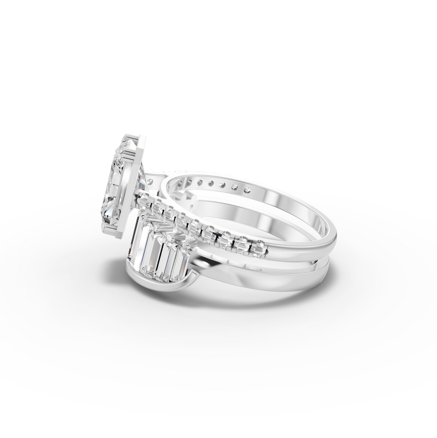 3.84 Ct Radiant Solitaire Bridal Ring Set