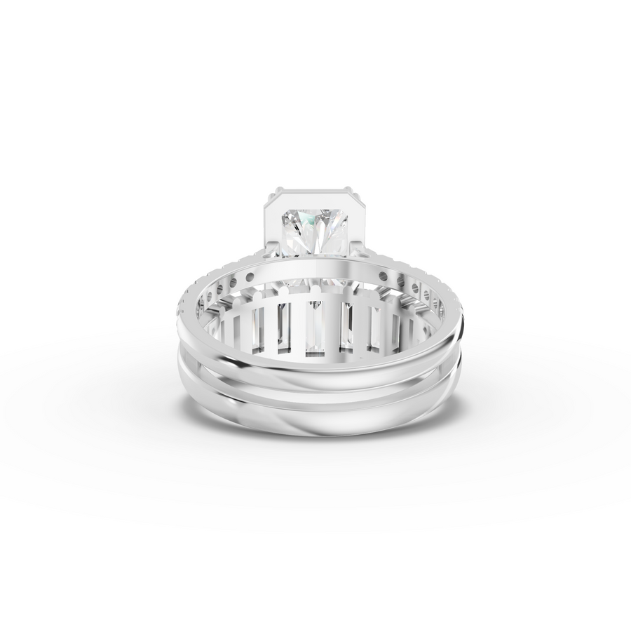 3.84 Ct Radiant Solitaire Bridal Ring Set