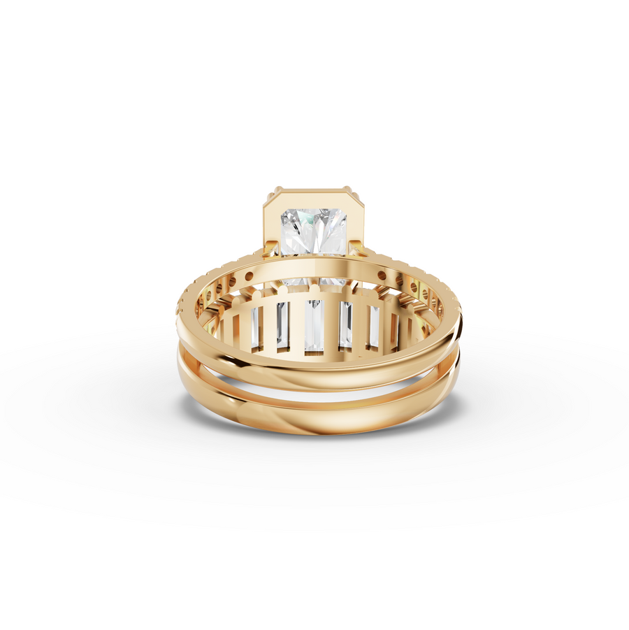 3.84 Ct Radiant Solitaire Bridal Ring Set