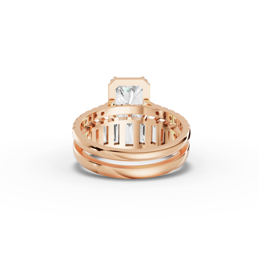 3.84 Ct Radiant Solitaire Bridal Ring Set