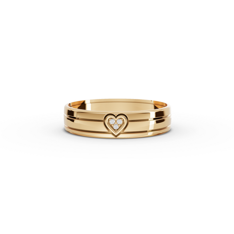 0.008 Ct Heart Accent Comfort Fit Wedding Band