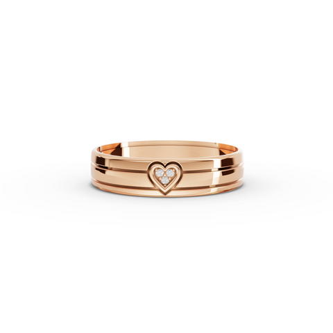 0.008 Ct Heart Accent Comfort Fit Wedding Band