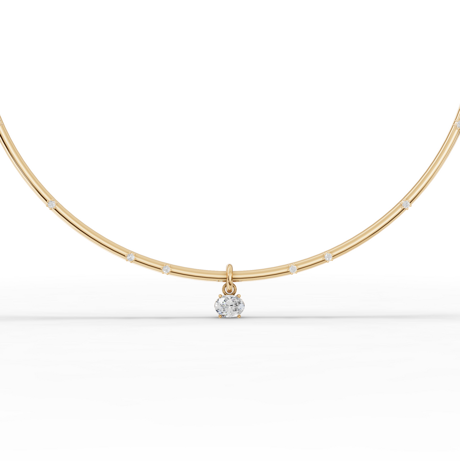 1.42 Ct Round Solitaire Pendant Collar Necklace