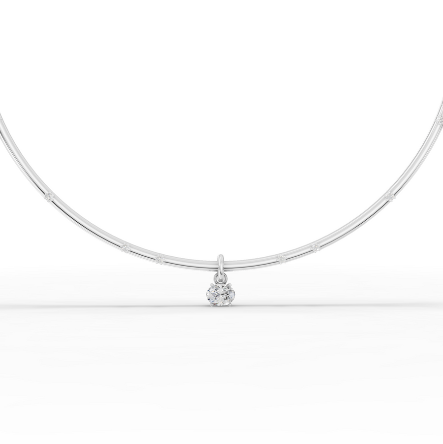 1.42 Ct Round Solitaire Pendant Collar Necklace