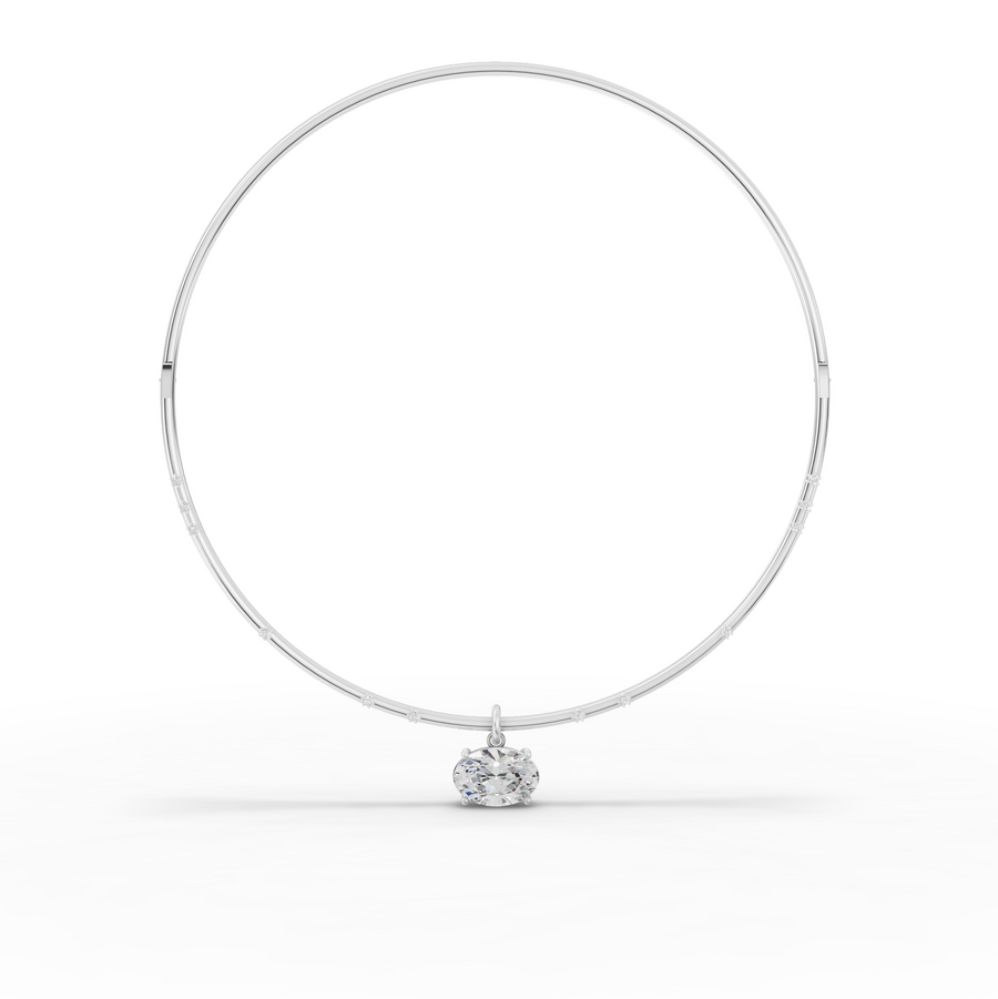 10.42 Ct Oval Solitaire Pendant Collar Necklace