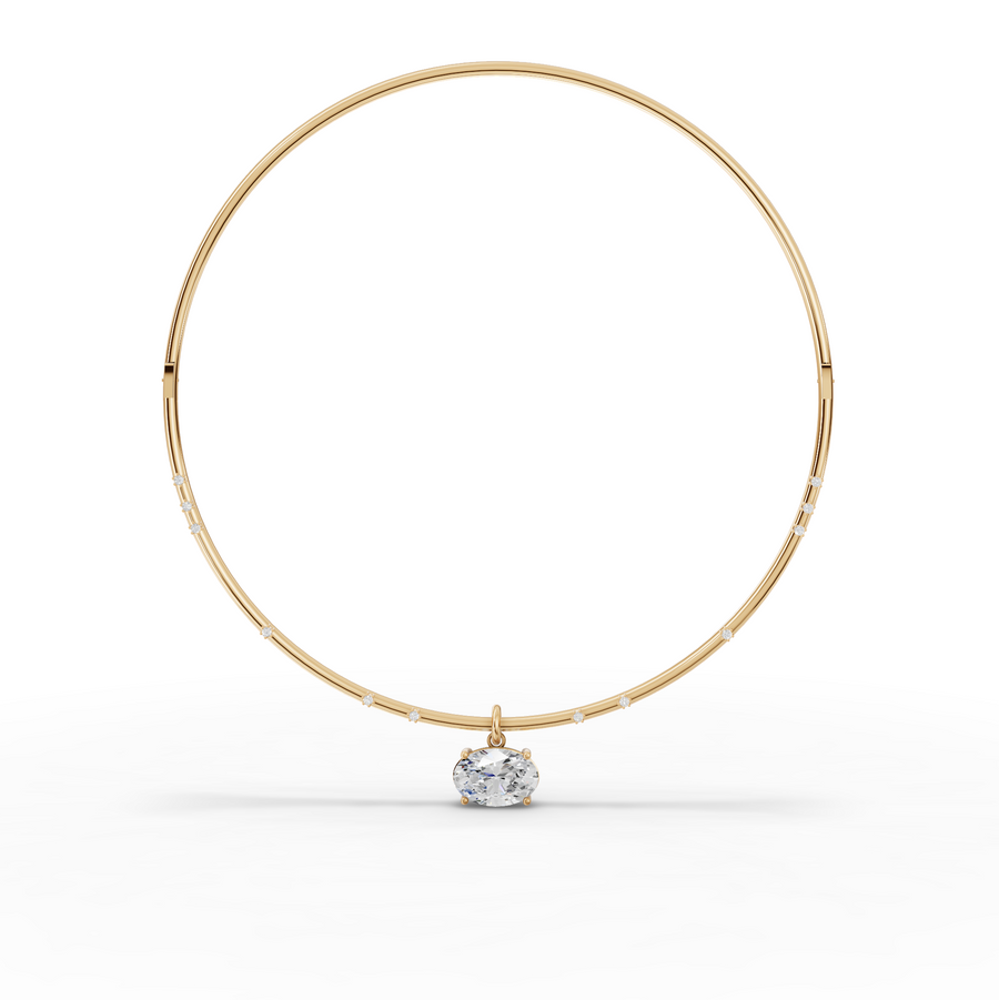 10.42 Ct Oval Solitaire Pendant Collar Necklace