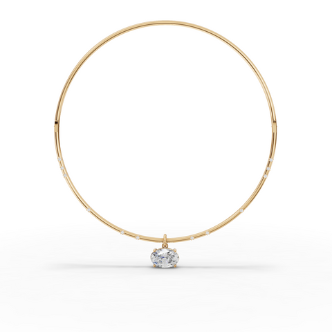 10.42 Ct Oval Solitaire Pendant Collar Necklace