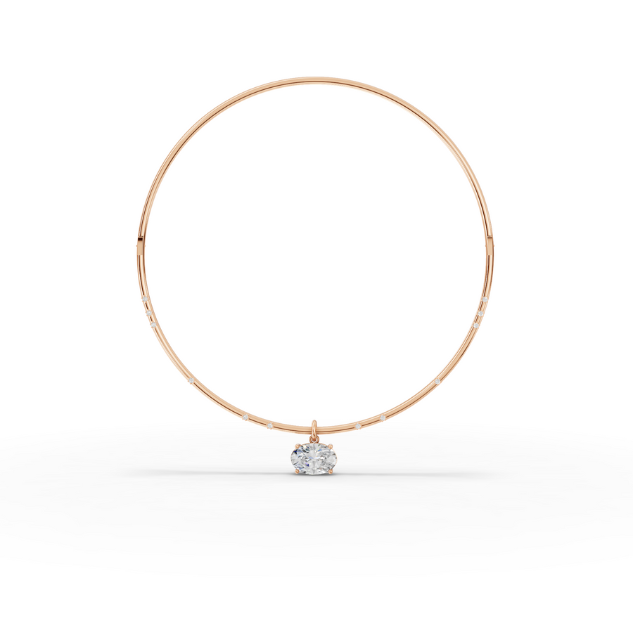 10.42 Ct Oval Solitaire Pendant Collar Necklace