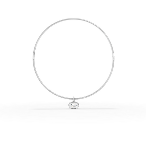 10.42 Ct Oval Solitaire Pendant Collar Necklace
